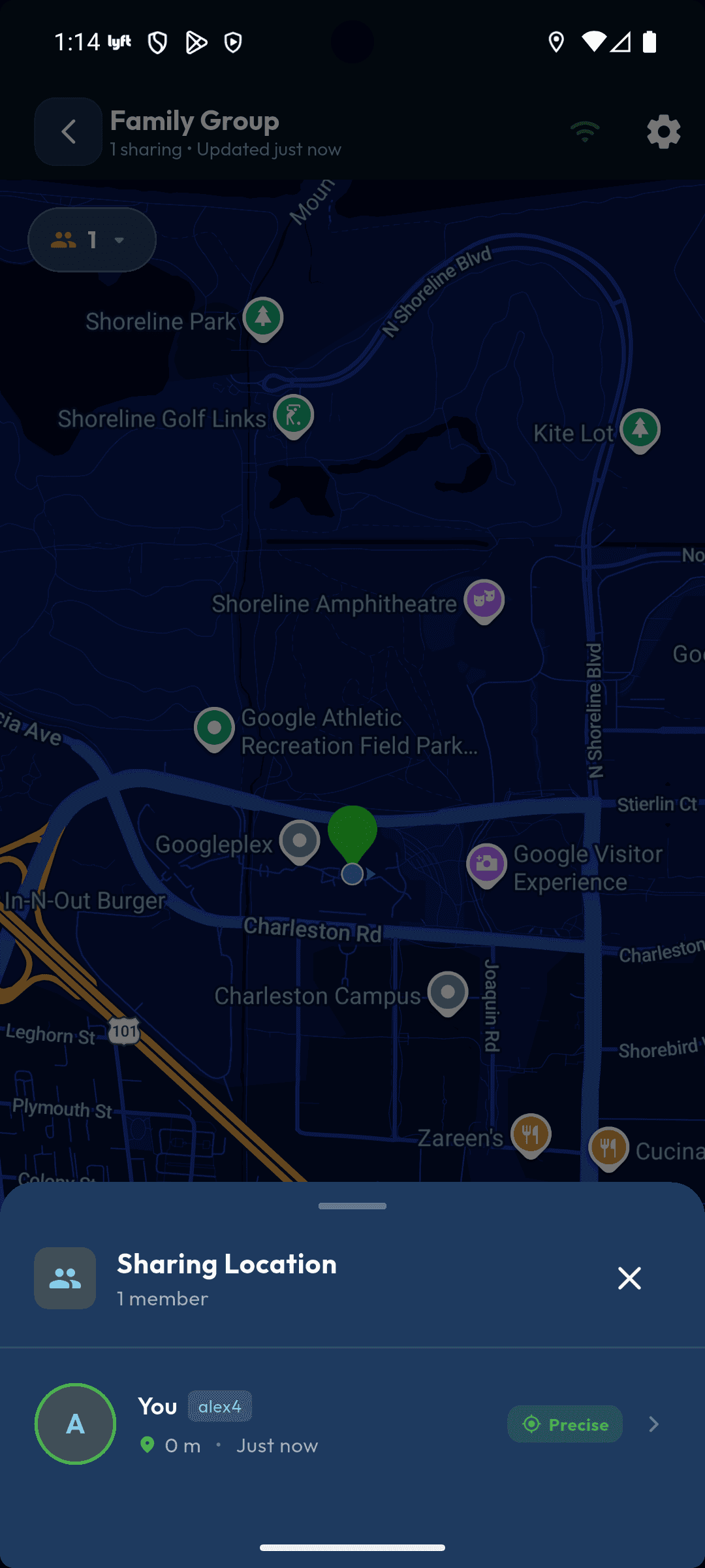 Ground Pass map showing live group member locations
